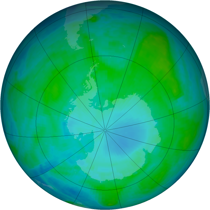 Antarctic ozone map for 18 January 1986